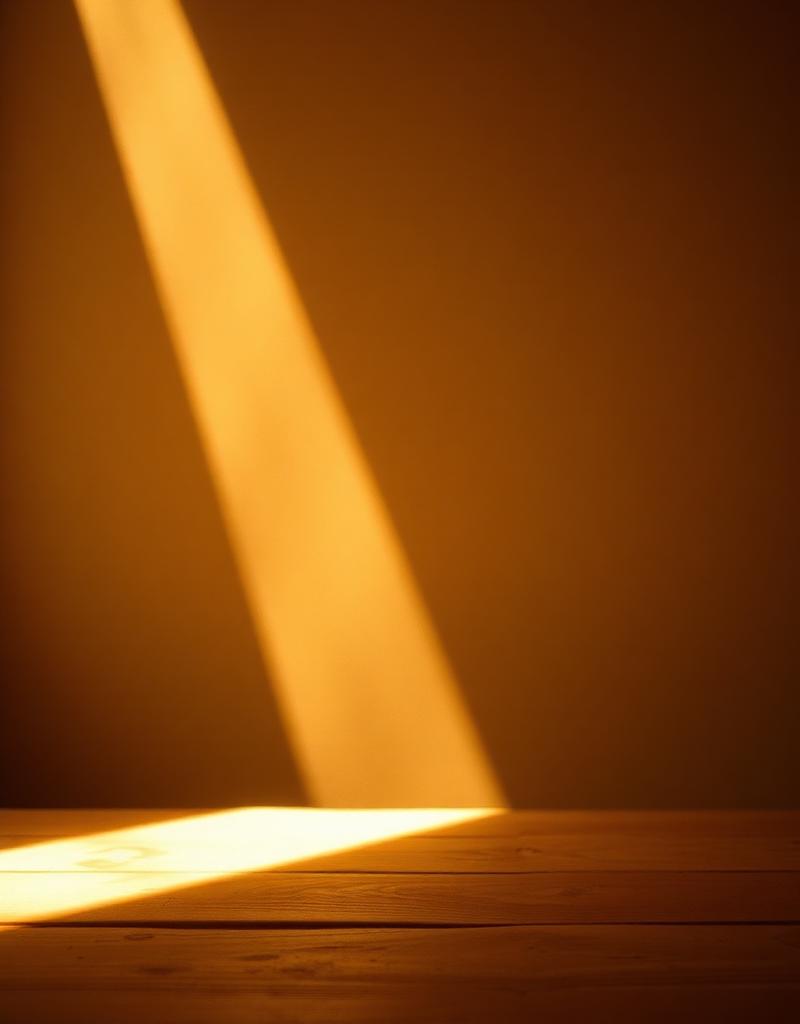Warm light on a worn wooden table